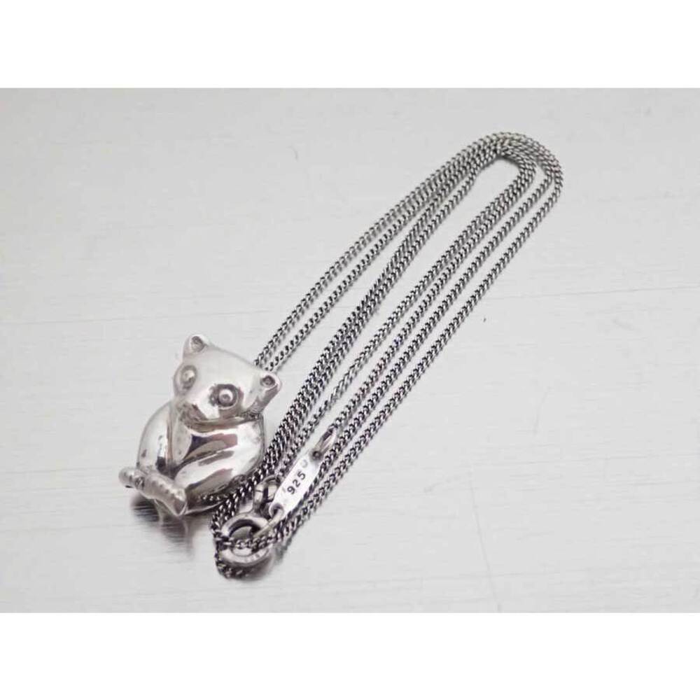 Tiffany Co Animal Motif Bear Pendant Chain Necklace Silver